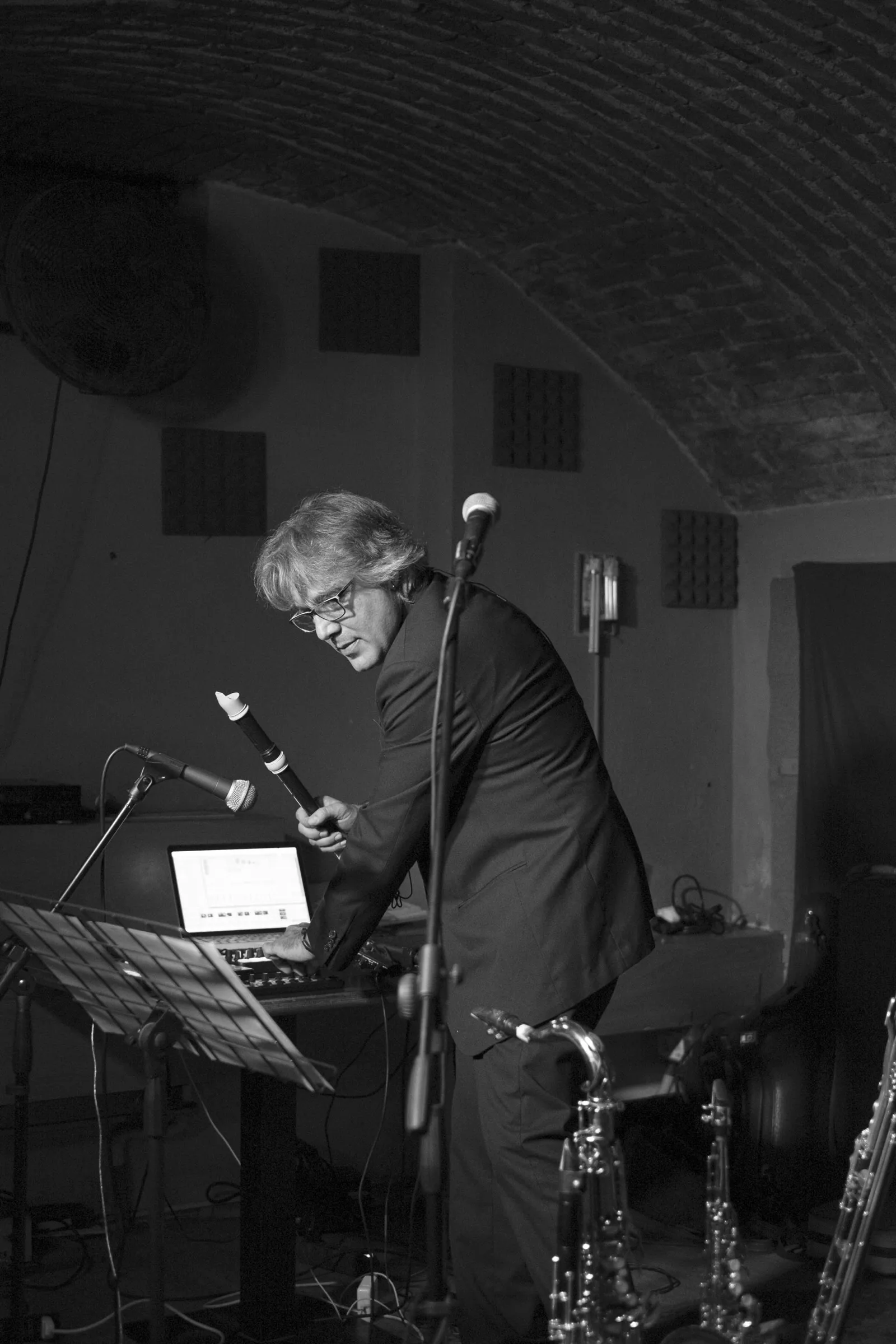 Stefano Corradi con il flauto dolce